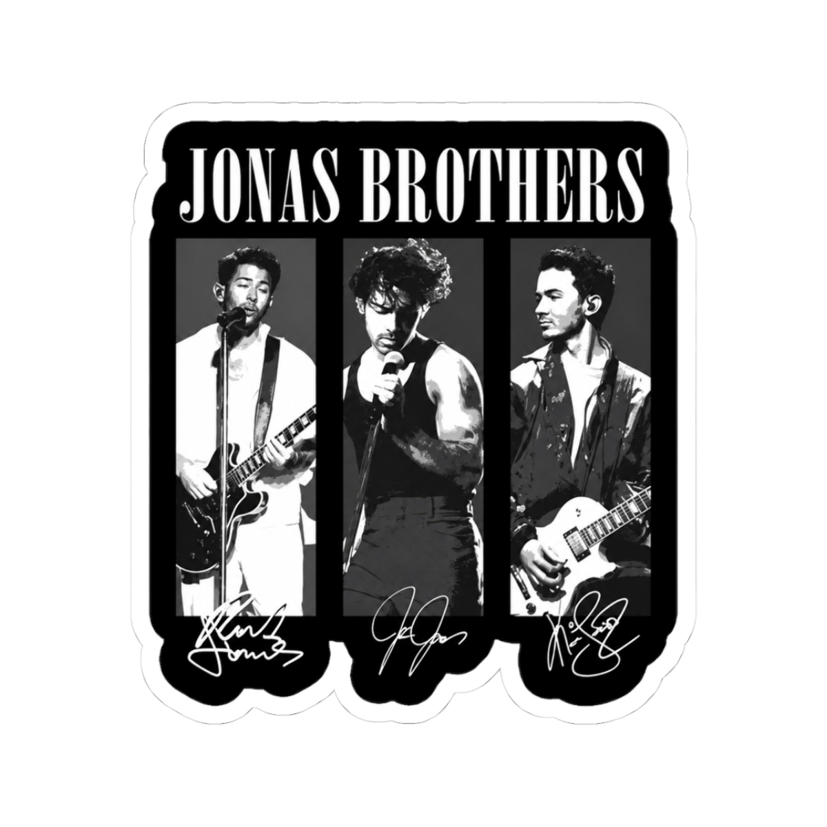 Vintage Retro 90s Jonas Brothers with Signatures Sticker - Official stickers merchandise