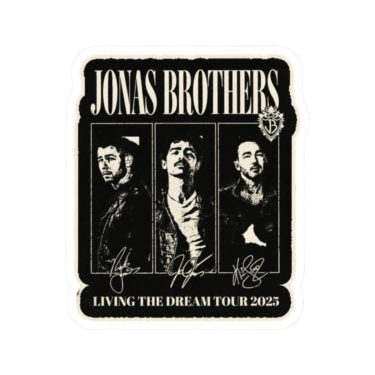 Retro Jonas Brothers Living The Dream Tour 2025 Sticker - alternate angle 3, merchandise