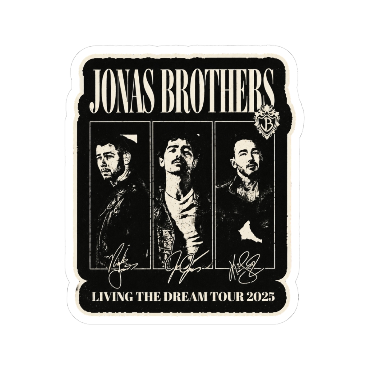 Retro Jonas Brothers Living The Dream Tour 2025 Sticker - Official stickers merchandise